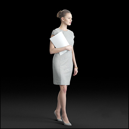 夹着文件的漂亮女人C4D/素材之家精选3D模型