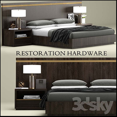 胡桃木木床素材之家精选3D模型