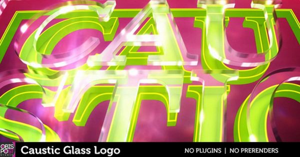 水晶玻璃亚克力发光效果Logo演示素材库精选AE模板 Caustic Glass Logo