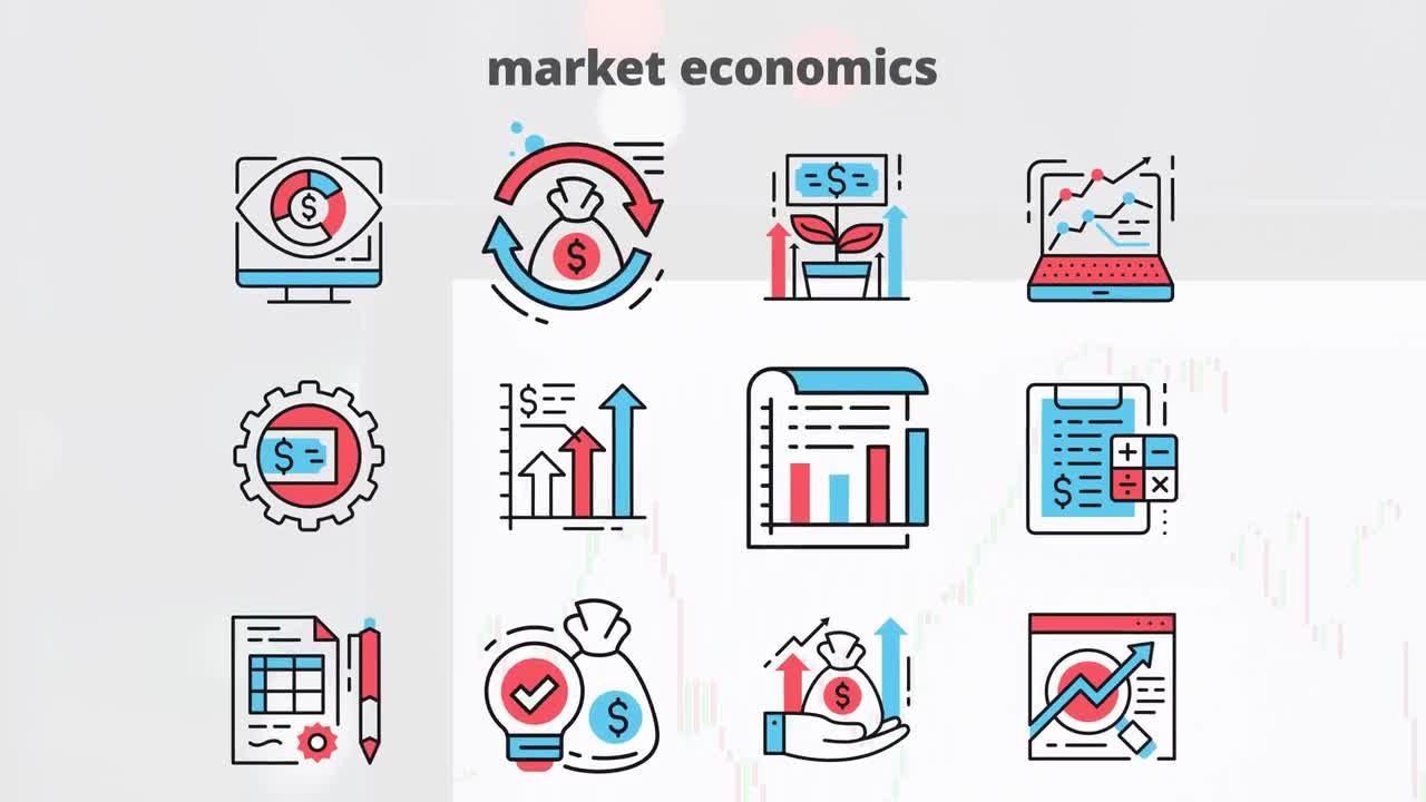 市场经济学扁线平面动画图标素材库精选AE模板