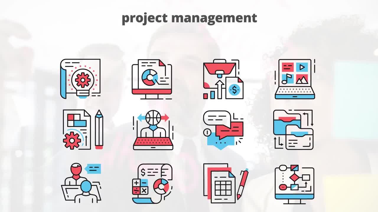项目管理–平面动画图标素材库精选AE模板