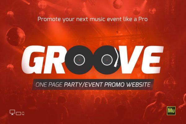 音乐节活动订票网站系统设计Muse模板素材库精选 Groove Music Event / Party Site Template