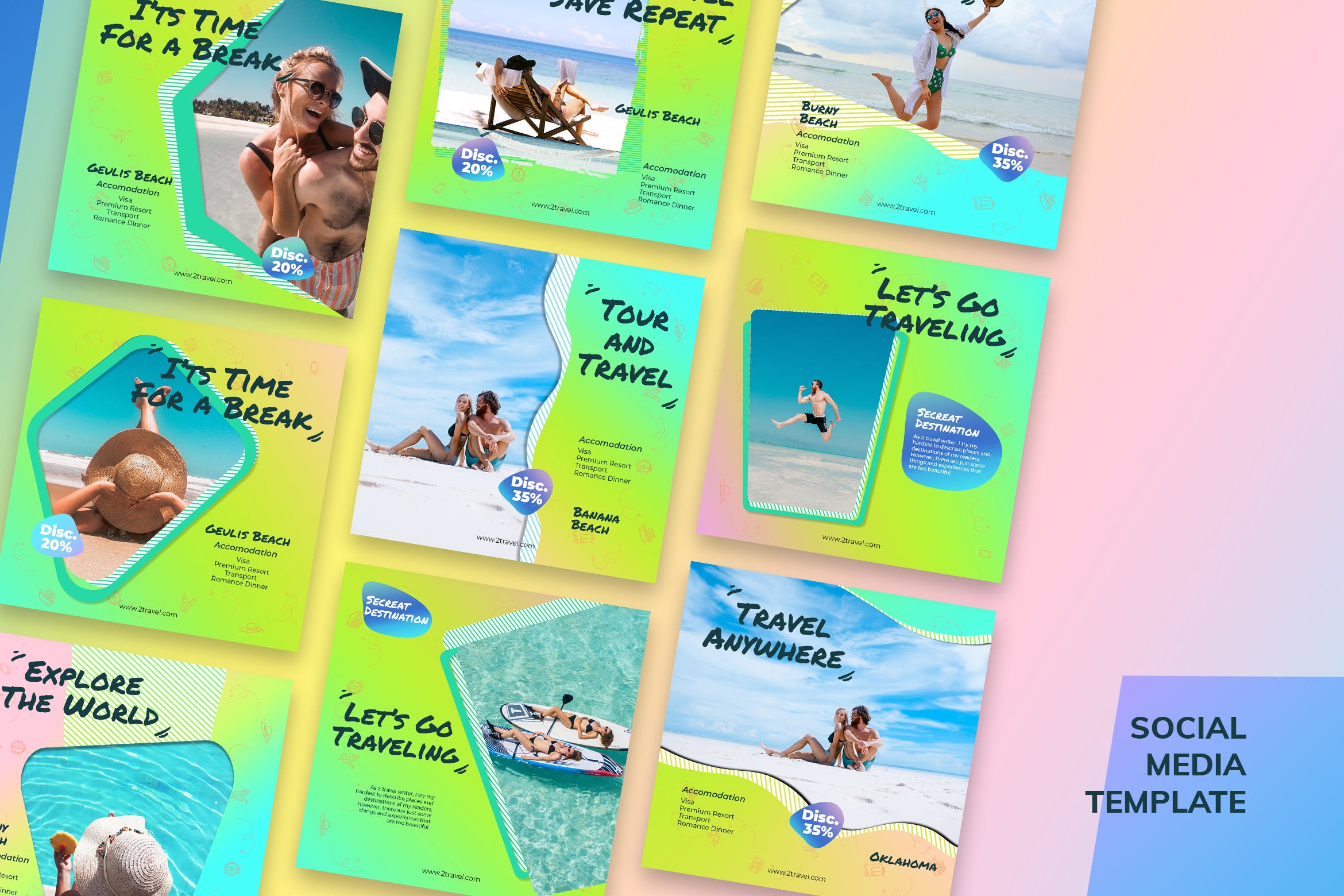 社交媒体新媒体旅游素材库精选广告模板 Social Media Traveller Minimalis插图