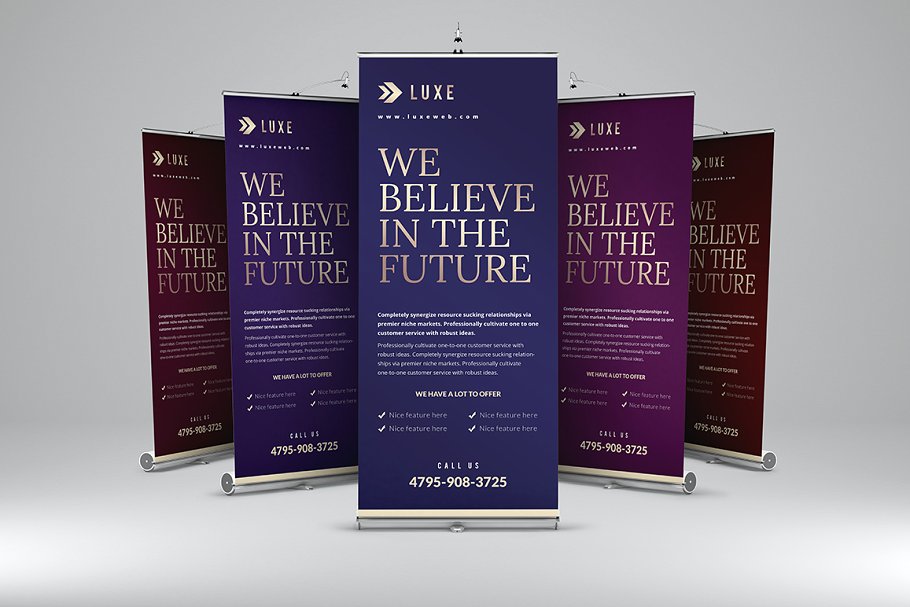 华丽的X展架广告横幅模板 Luxe – Roll-Up Banner 1插图(1)