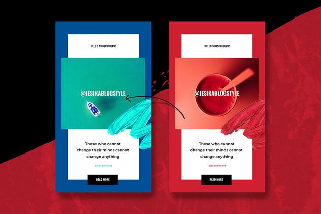 Instagram社交品牌故事PS动画PSD模板素材库精选 ANIMATED Blackred Instagram Stories插图(2)