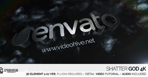 陨石碎石复原还原特效Logo标志演示素材库精选AE模板 Shatter God