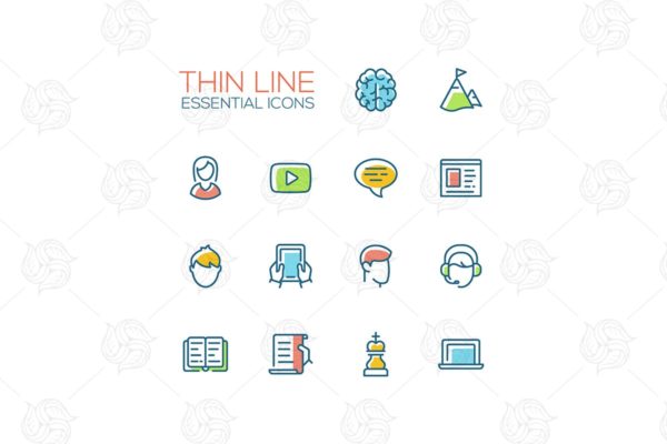 商业金融服务矢量细线图标合集 Business, Finance Symbols – thin line icons