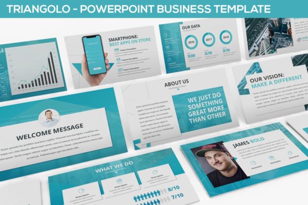 互联网创业项目推介上市路演素材库精选PPT模板 Triangolo – Powerpoint Business Template