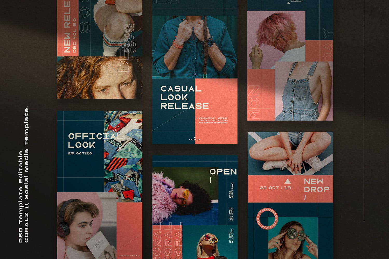 社交媒体品牌故事推广设计素材 CORALZ – Social Media Template + Stories插图(2)