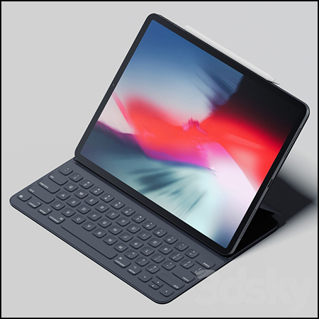 iPad Pro 12.9平板电脑智能键盘和触控笔素材之家精选3D模型