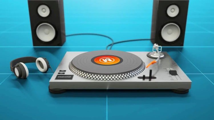 时尚的3D乙烯基转盘徽标展示ae模板