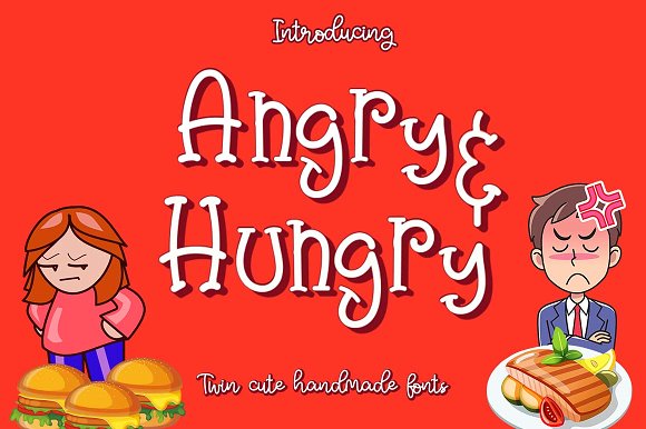 Angry & Hungry Twin Cute Fonts素材之家精选英文字体
