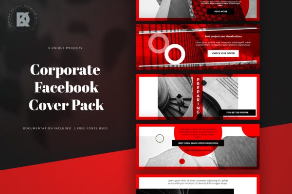 商务公司社交平台Facebook封面设计模板素材库精选 Corporate Facebook Cover Pack