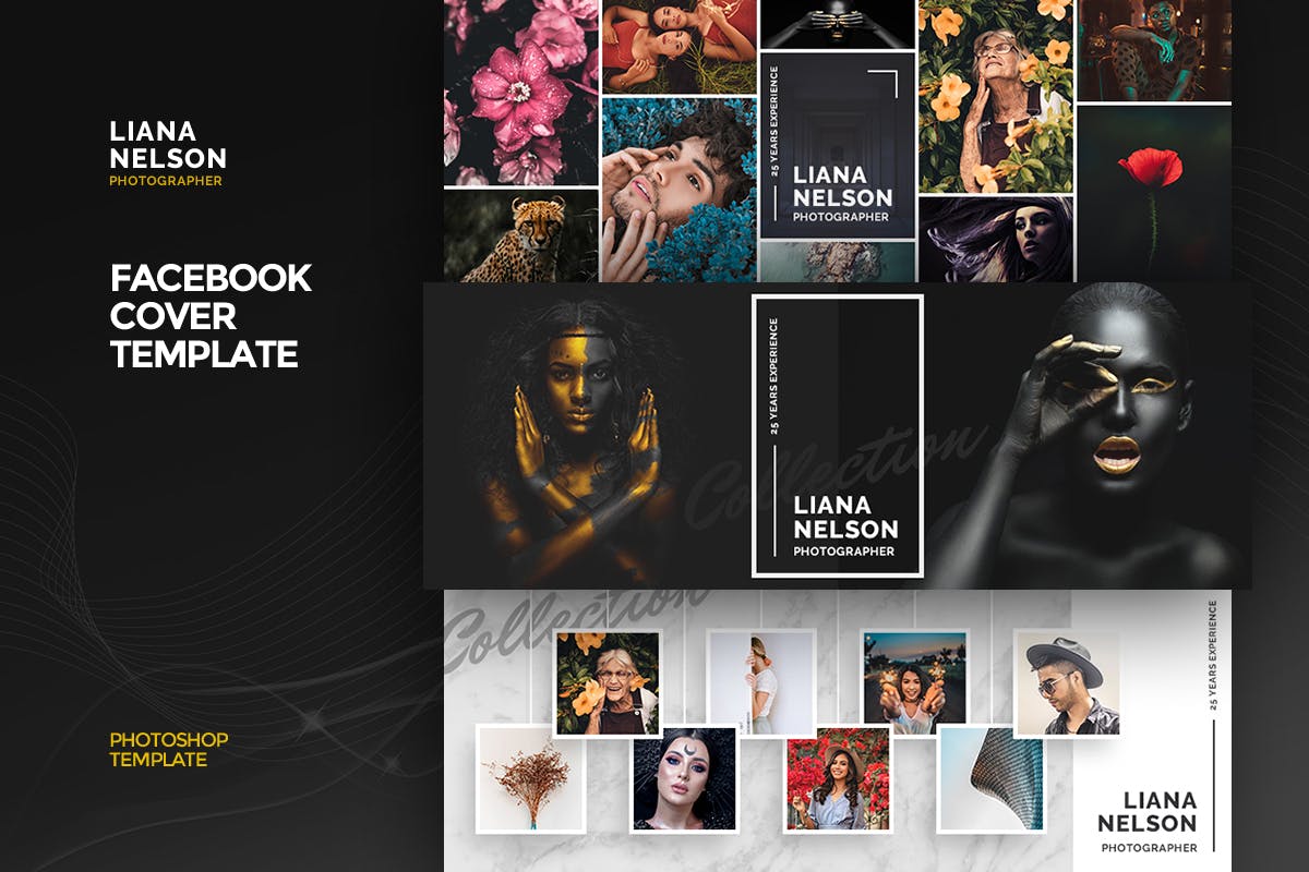 摄影师/摄影团队Facebook社交封面设计模板素材库精选 Photographer Facebook Cover Template插图