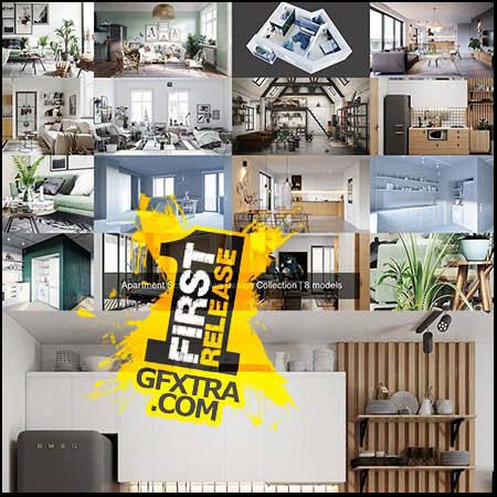 9套斯堪的纳维亚系列公寓素材之家精选3D模型