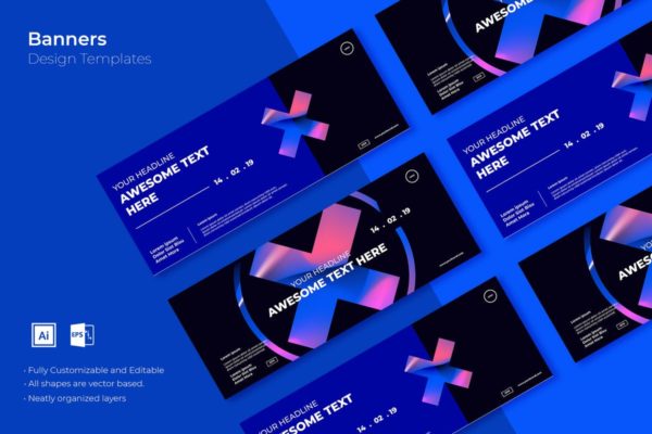 时尚高端多用途网站广告设计Banner广告模板V32 SRTP Banners Template.32