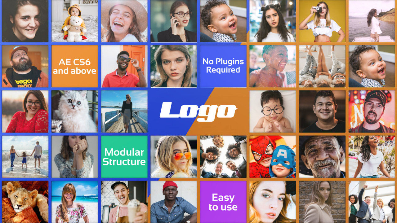 方形幻灯片素材库精选AE模板