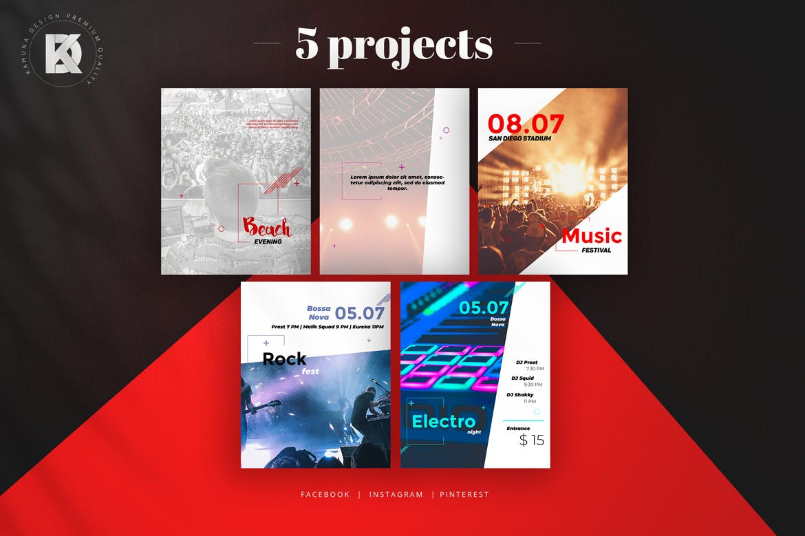 音乐活动社交宣传素材库精选广告模板素材 Music Event Social Media Pack插图(5)