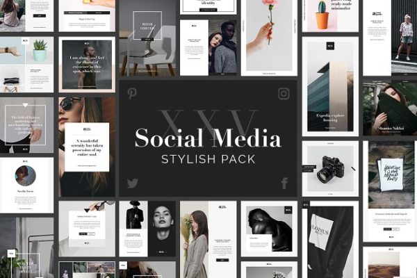 时尚风格社交媒体贴图PSD模板素材库精选 Stylish Social Media Pack