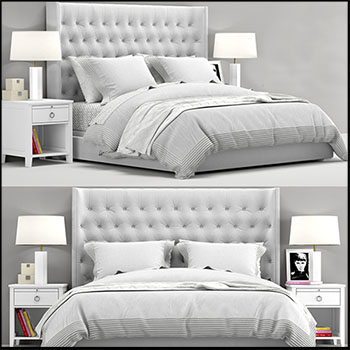 簇绒床和台灯床头柜等套装素材之家精选3D模型