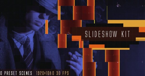 几何格子滑动特效幻灯片AE视频素材 Slideshow Kit