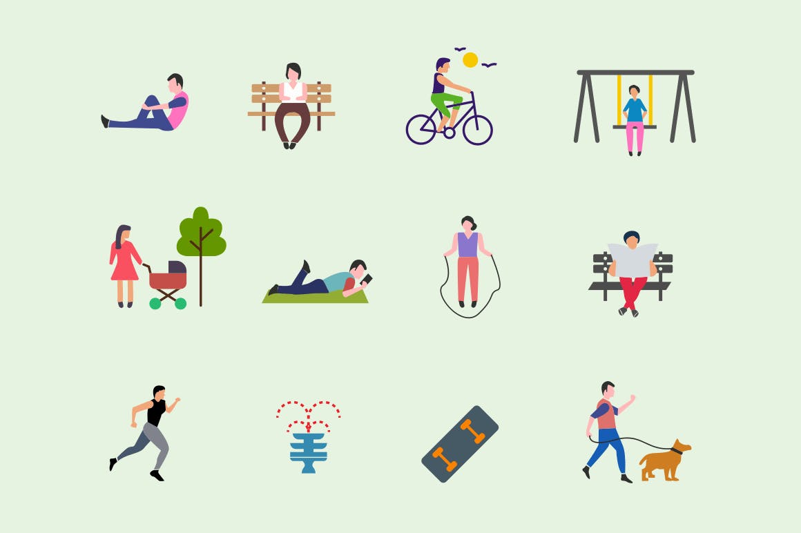 12枚公园设施矢量图标 12 Park Icons插图(1)