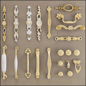 欧式金属门金色把手拉手组合素材之家精选3D模型