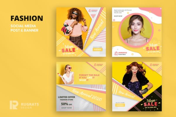 时尚主题方形社交广告Banner图设计模板 Fashion R1 Social Media Post Template