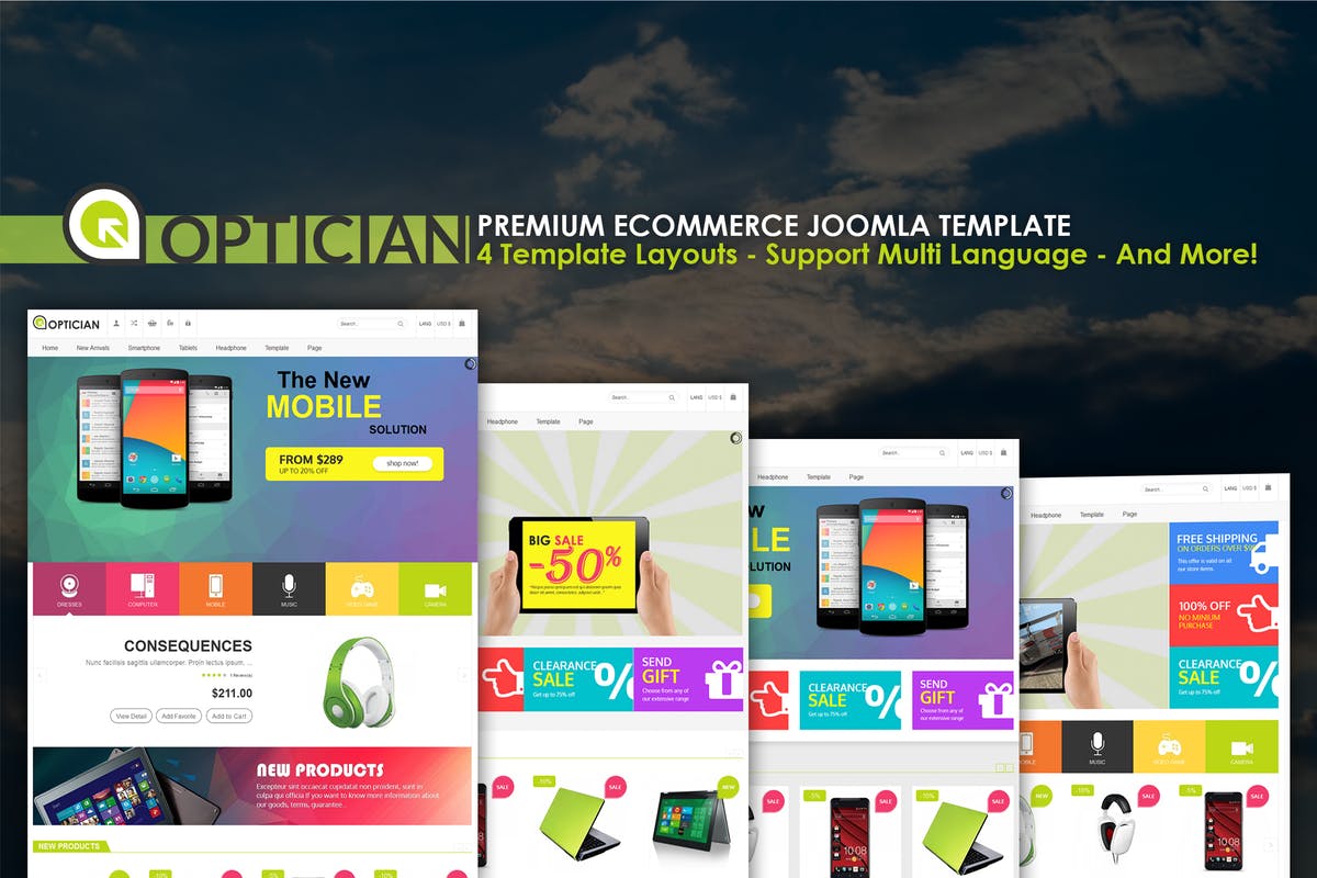现代设计风格电脑数码类电商网站Joomla主题模板素材库精选 Vina Optician – Premium eCommerce Joomla Template插图