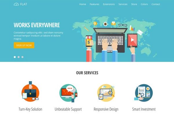 网站服务/云服务网站响应式模板素材库精选 Hot Flat