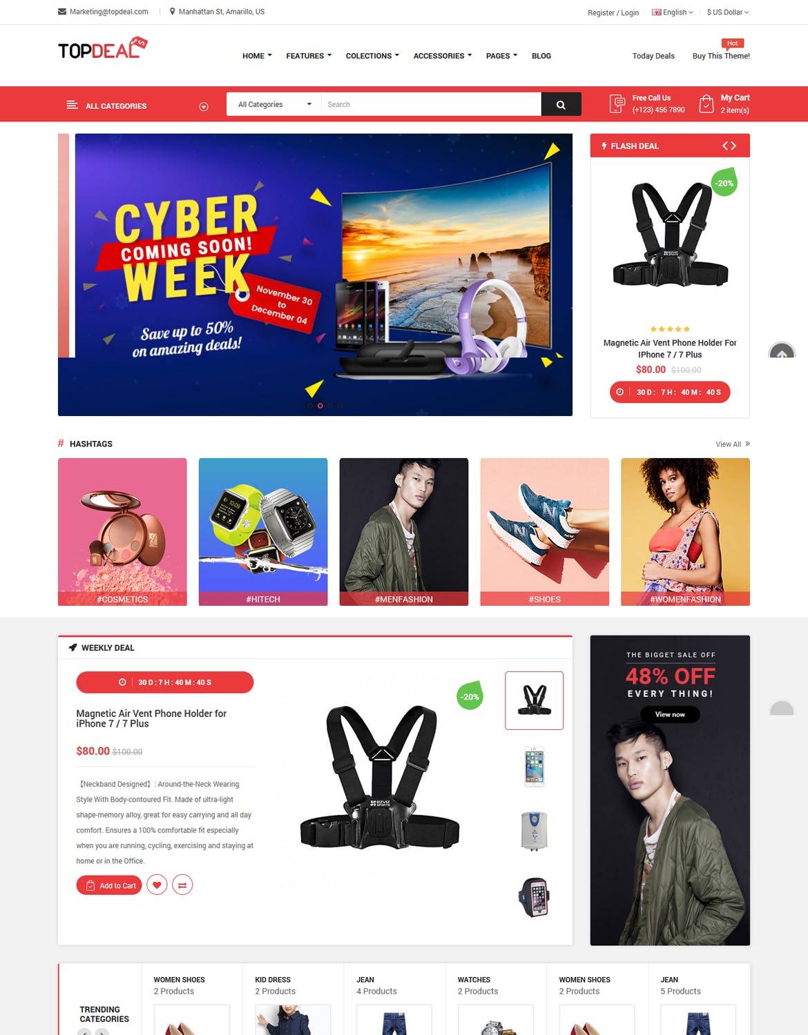 响应式设计风格多用途网上商城HTML模板素材库精选 TopDeal – Responsive MultiPurpose HTML Template插图(4)