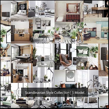 5套室内卧室厨房卫生间室内场景素材之家精选3D模型