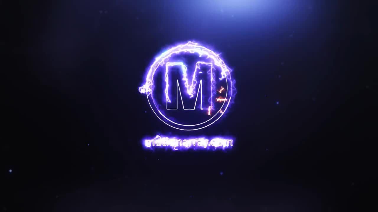 具有发光的电火花和燃烧的剑齿效果徽标揭示素材库精选AE模板