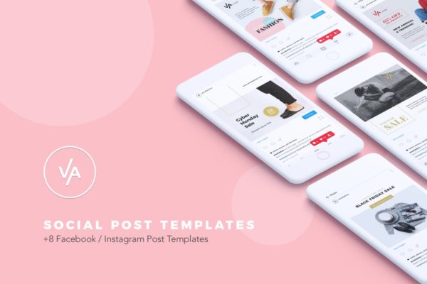 现代设计风格社交媒体新媒体文章版面设计模板素材库精选v1 Modern Social Media Kit Vol. 01