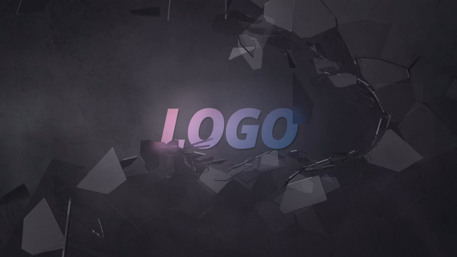 超现代的破碎玻璃墙徽标显示素材库精选AE模板