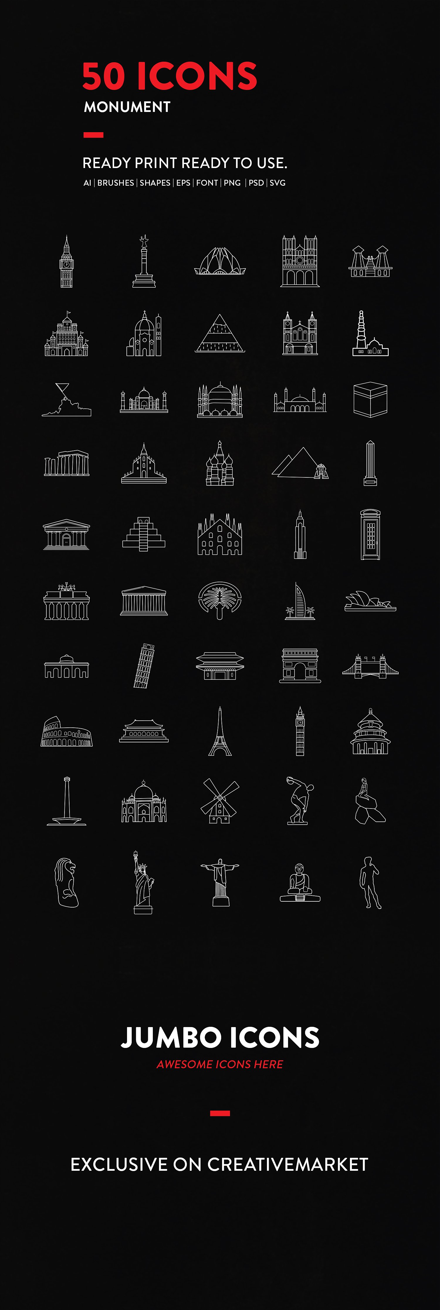 50款世界知名建筑矢量图标素材打包下载[PNG, SVG,AI,CSS ,PDF ]插图(1)