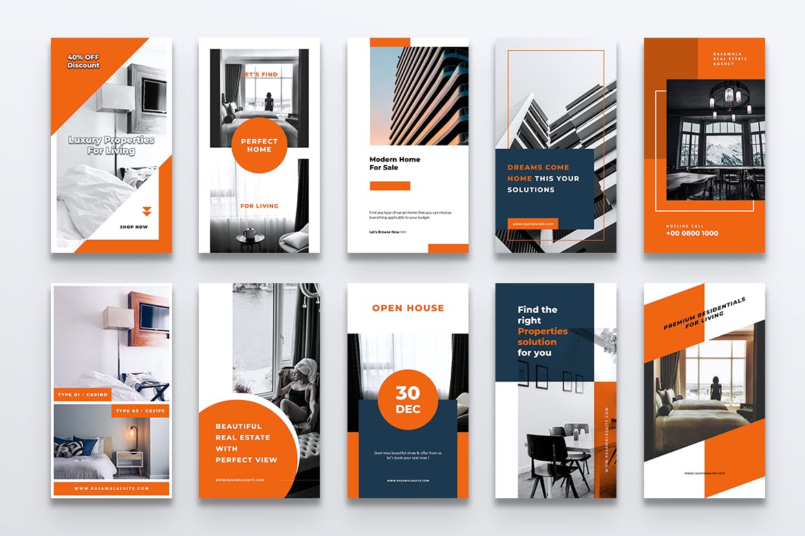 房地产销售租赁Instagram品牌营销广告图设计PSD模板素材库精选 RASAMALA Real Estate Instagram Stories插图(5)