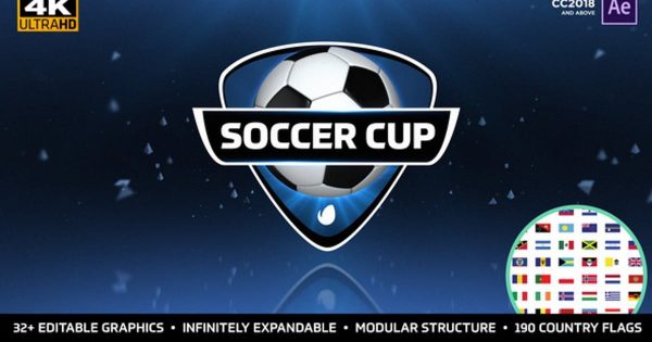 世界杯足球比赛直播节目片头素材库精选AE模板 World Soccer Cup – International Soccer Package