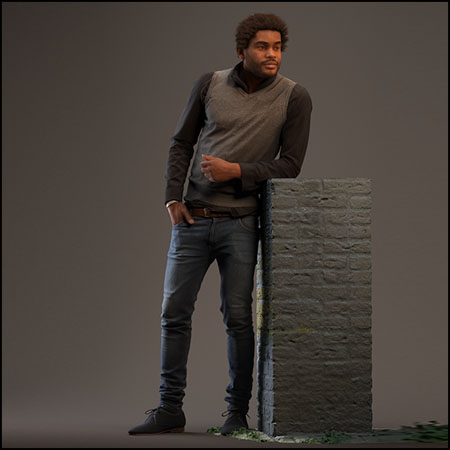 倚靠姿势的男人素材之家精选3D模型