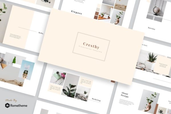 室内装修设计公司适用的PPT幻灯片模板 Cresthy – Presentation Template