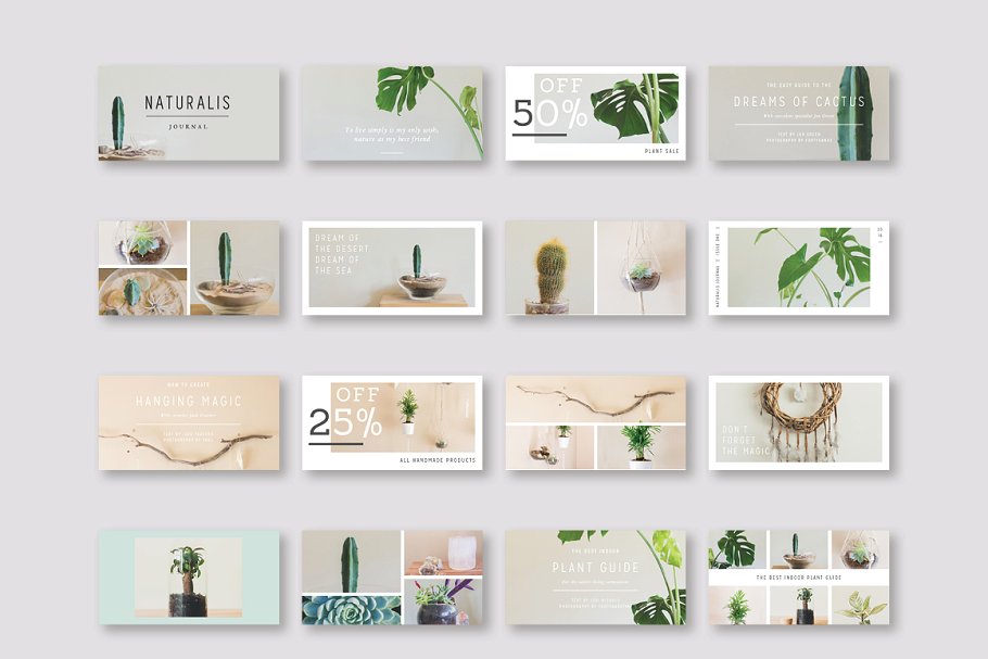 简约现代风格 Facebook 贴图模板素材库精选 NATURALIS Facebook Pack插图(3)