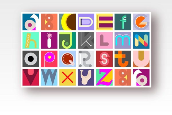 创意装饰英文字母矢量设计素材 Font Design &amp; Seamless Background