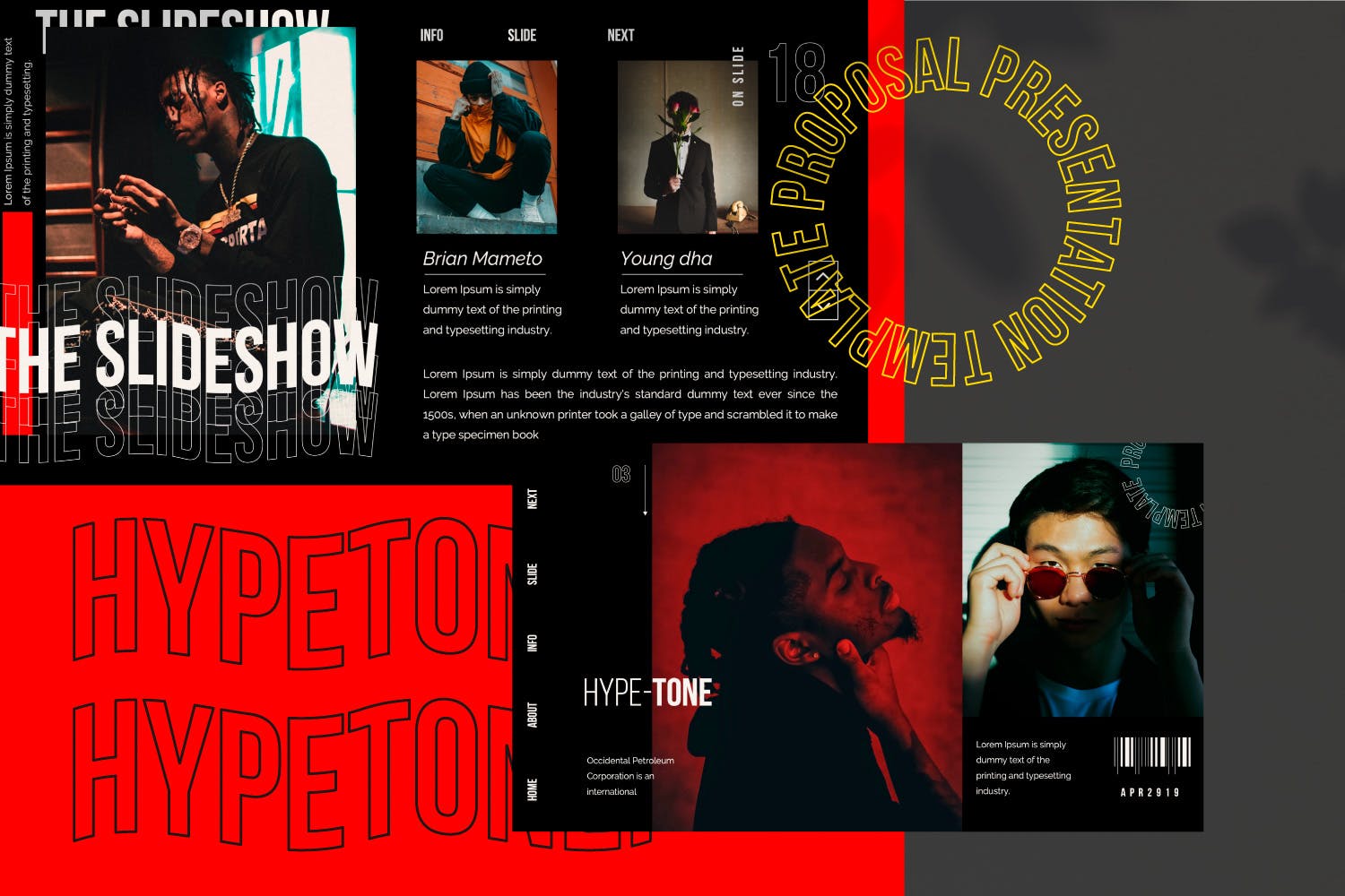 时尚潮流文化主题酷黑背景PPT幻灯片模板 Hypetone – Presentation插图(3)