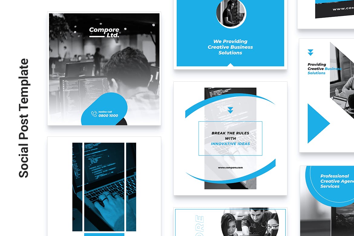 数字营销Instagram&Facebook贴图设计模板素材库精选 COMPORE Digital Marketing Instagram/Facebook Post插图(2)