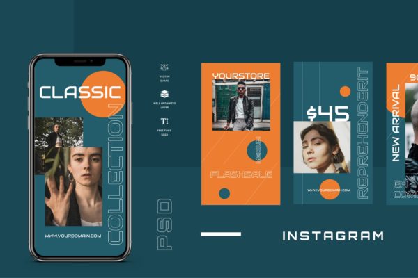 时尚品牌促销活动Instagram社交媒体设计套件 Fourten – Instagram Stories – Social Media Kit