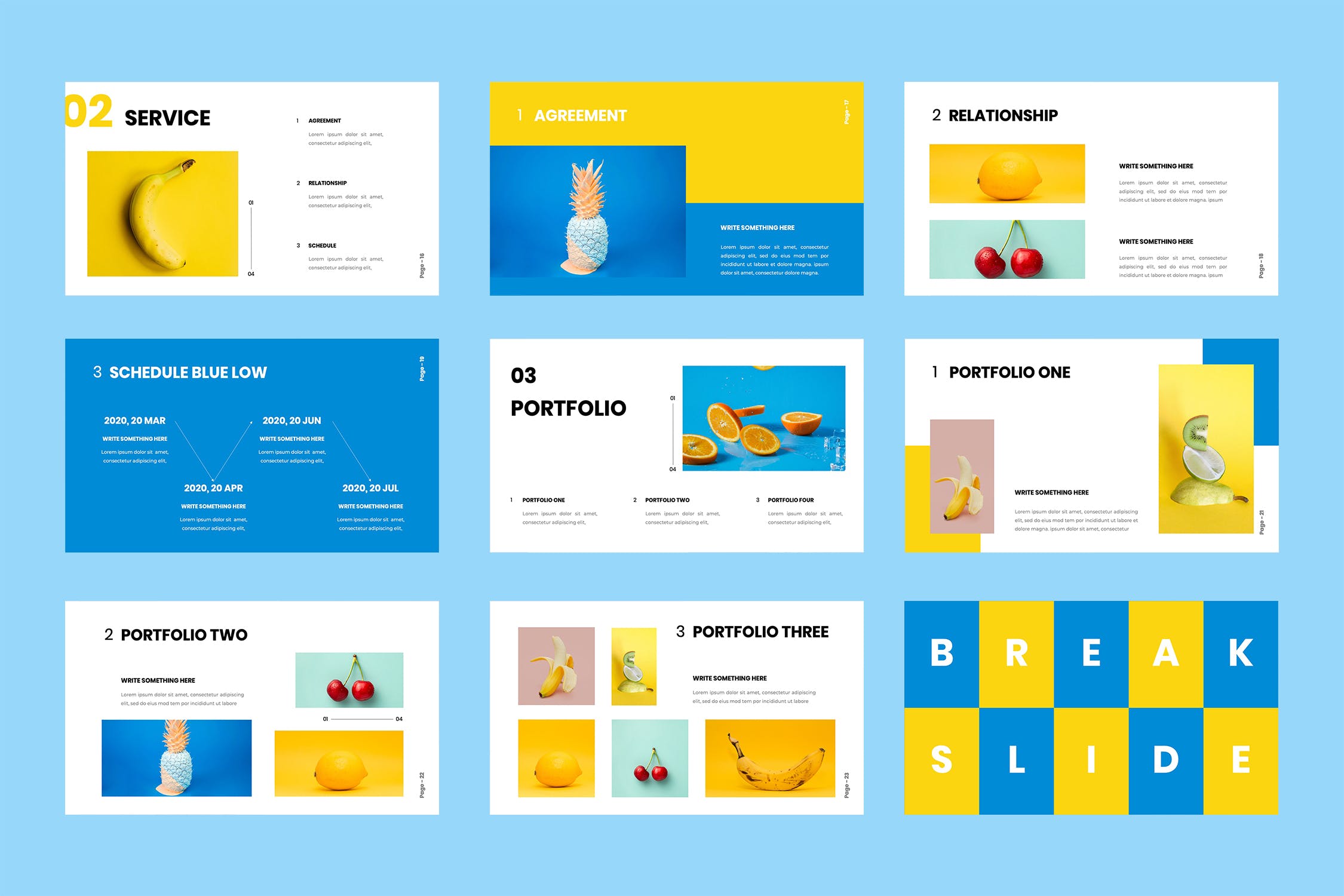 黄蓝配色简约风格素材库精选PPT模板 Bluewhale – Powerpoint Presentation插图(3)