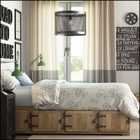 工业风房间卧室室内场景素材之家精选3D模型