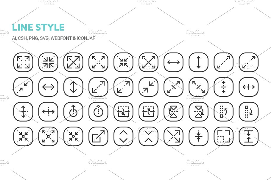 60个线条缩放图标+60个实心缩放图标 Scaling Icons插图(1)