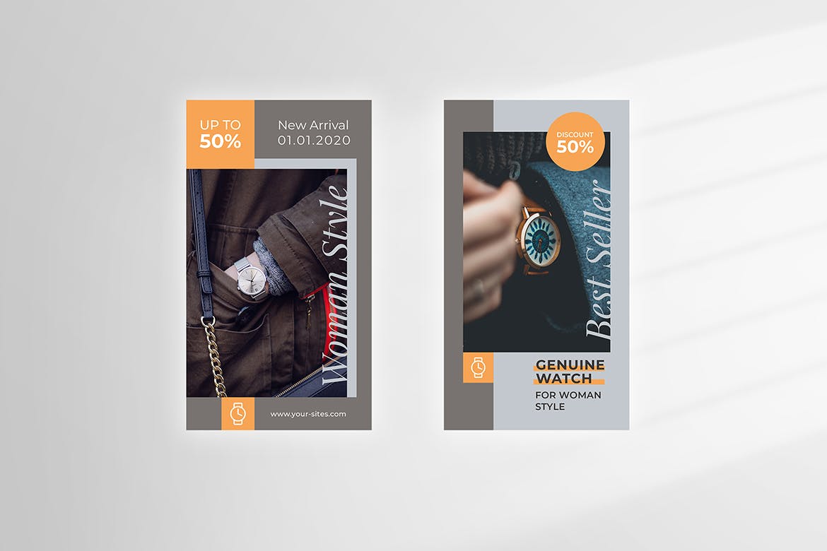 女士手表品牌社交营销广告设计模板素材库精选 Woman Watch Instagram Stories插图(3)