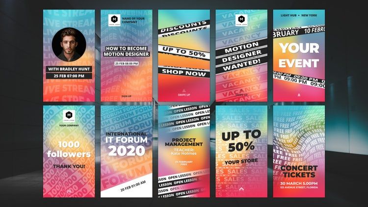 色彩鲜艳且富有创造力的Instagram故事排版包ae模板